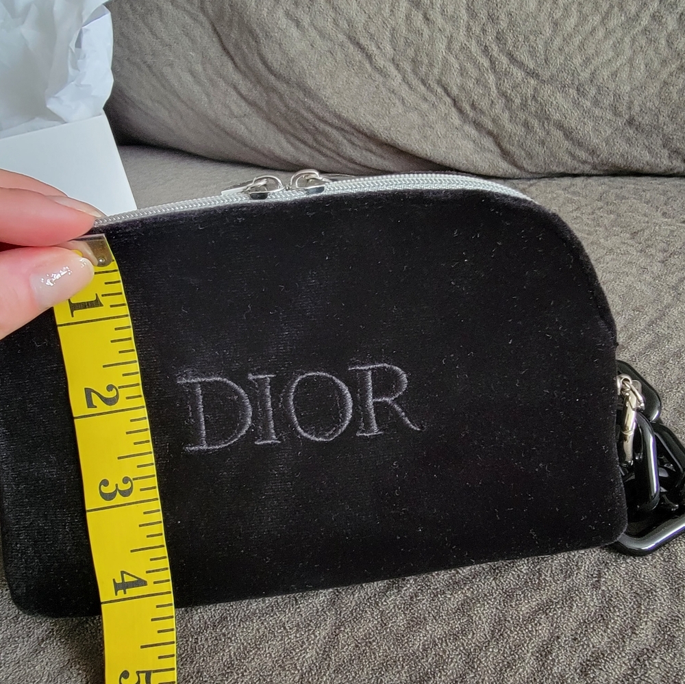 DIOR CD Black Cosmetic Bag Makeup Case Wristlet - Picture 8 of 11